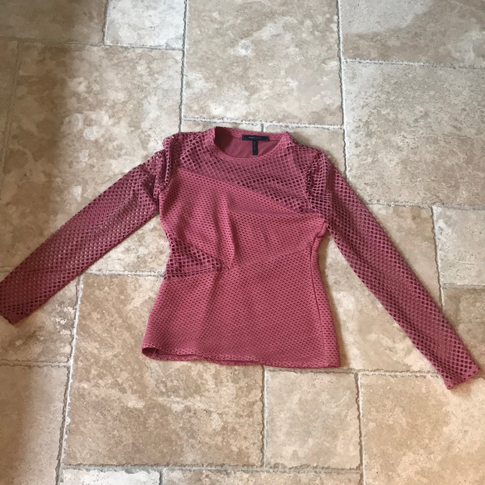 BCBG mauve mesh sweater top. Mint condition.